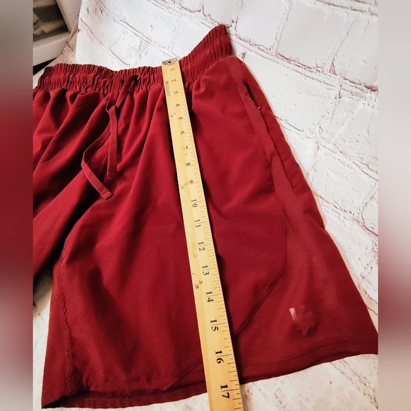 Youngla Men's Large Burgundy Logo Elastic Polyester Baggy Training Shorts - Picture 10 of 11